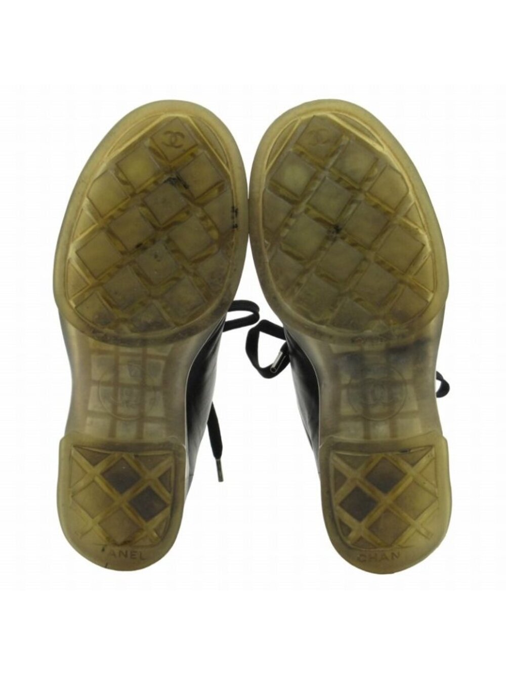 Chanel Leather Sneakers Clear Sole Shoes CC Logo Black - Picture 5 of 9
